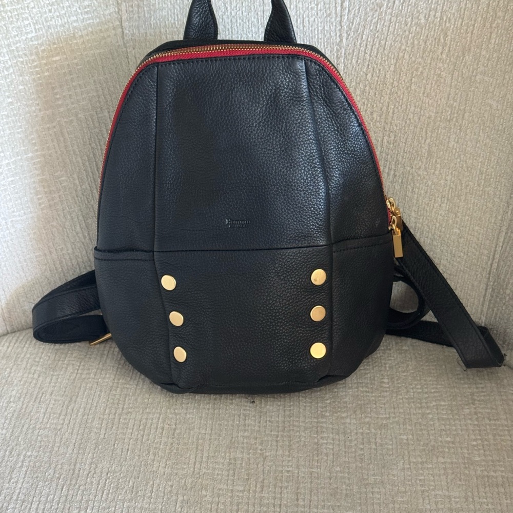 Hammitt Black and Red Backpack with Gold Accents